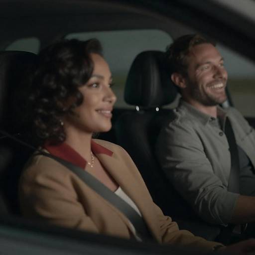 Couple Traveling in Car at Night