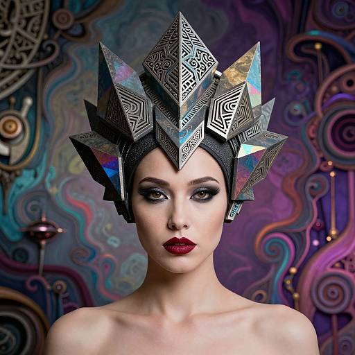 Futuristic Geometric Headpiece Woman