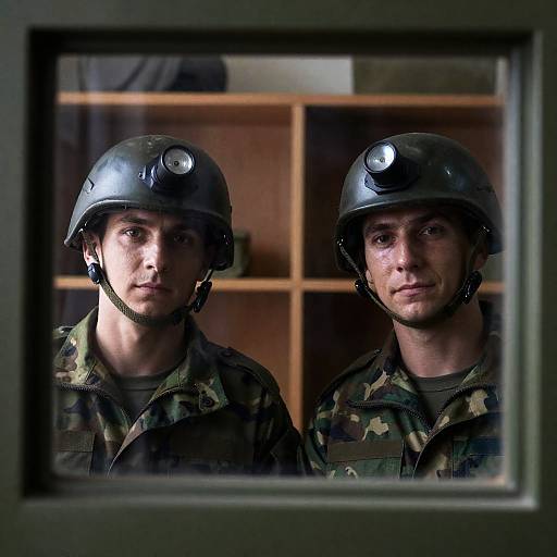 Serious Soldiers Sharing a Moment