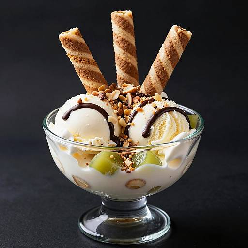 Vanilla Ice Cream Dessert with Wafer Sticks