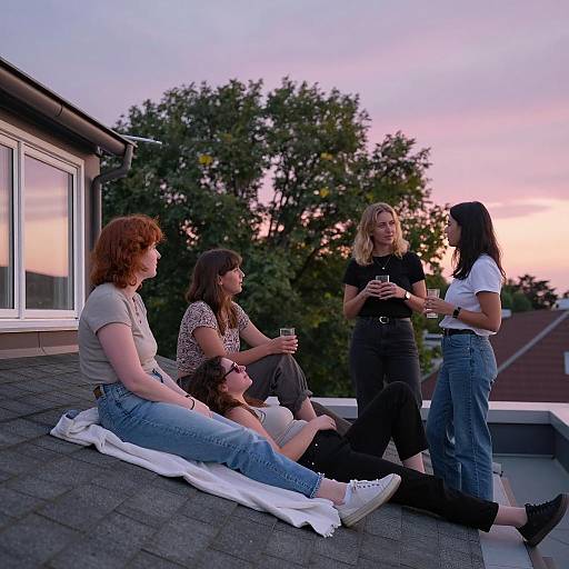 Relaxing Rooftop Gathering at Dusk