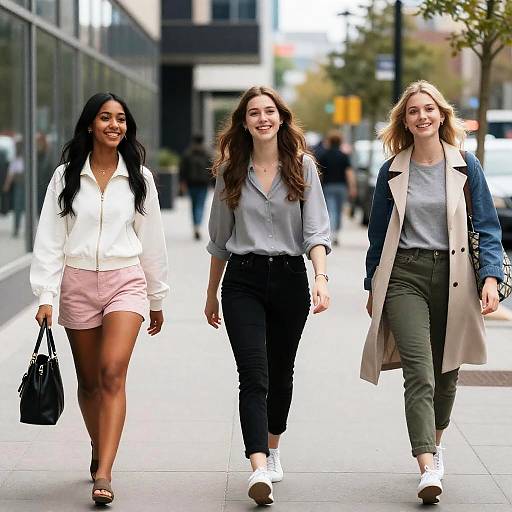 Cheerful Young Women in Urban Setting