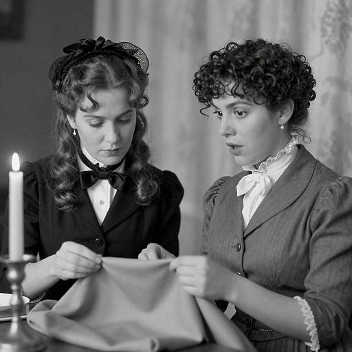 Victorian Women in Black-and-White Photograph