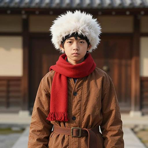 Young Boy in Traditional Winter Costume