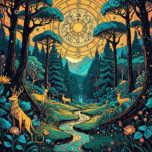 Astrological Forest Clearing at Golden Hour