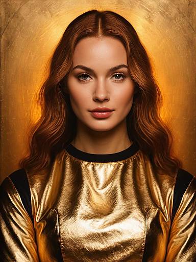 Fashion Portrait of Woman in Metallic Gold Top