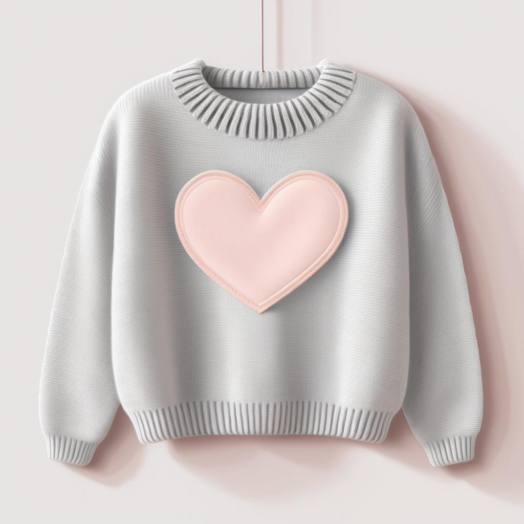 Cozy Sweater Illustration with Heart Patch