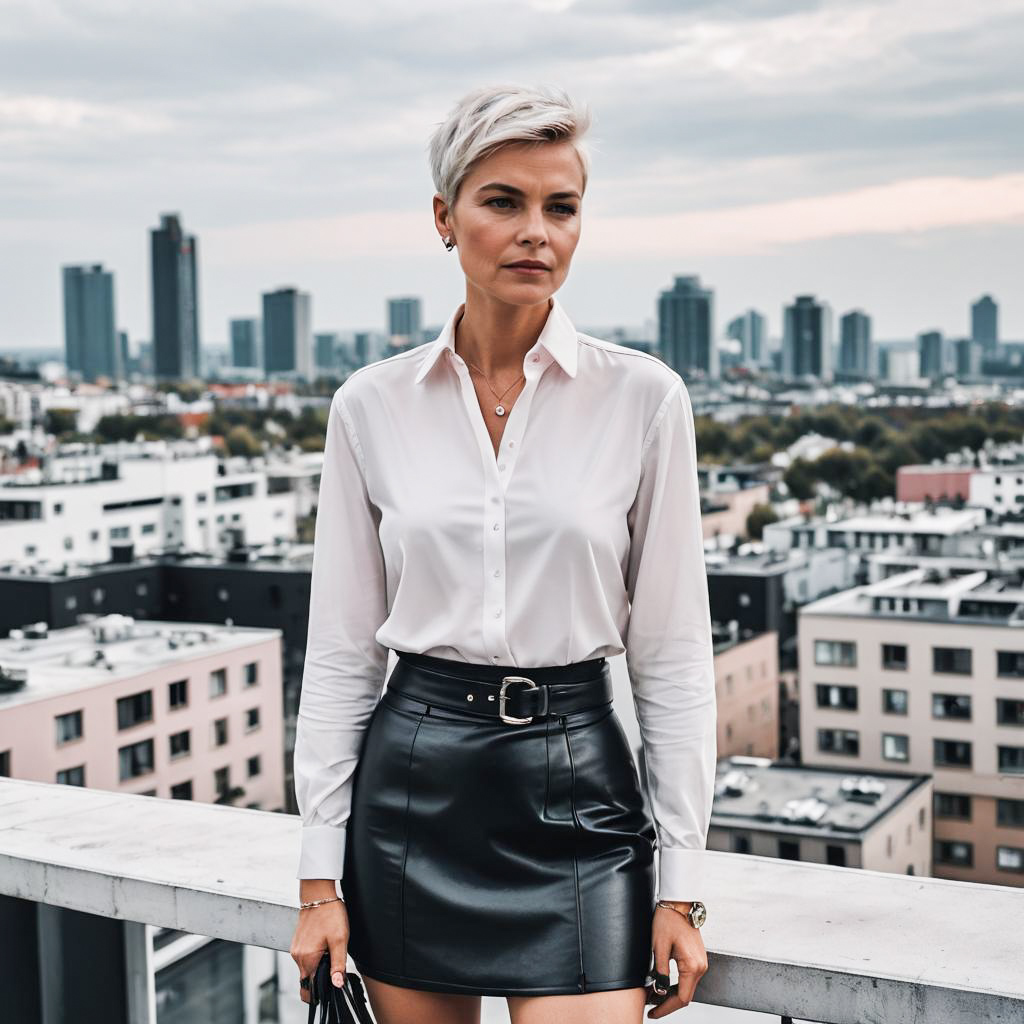 Edgy Chic Woman in Urban Rooftop Setting