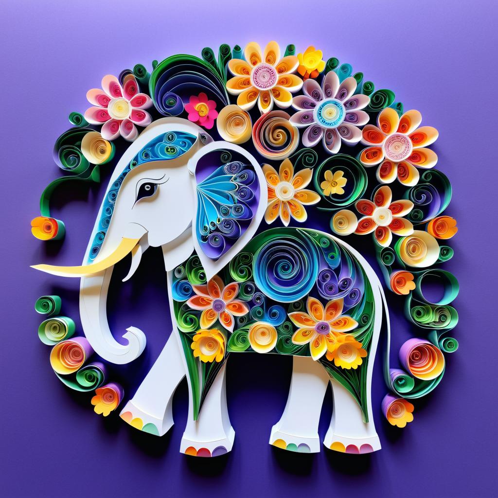 Whimsical Elephant in Colorful Flowers