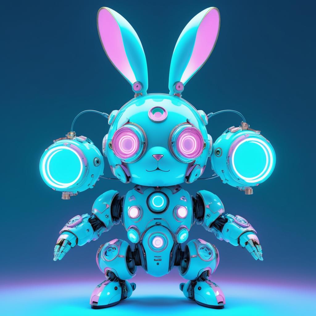 3D Robotic Rabbit in Cyberpunk Style