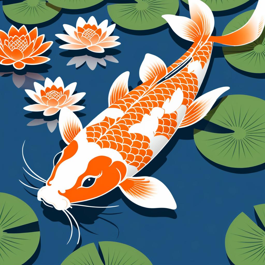 Zen Koi Fish with Lotus and Water