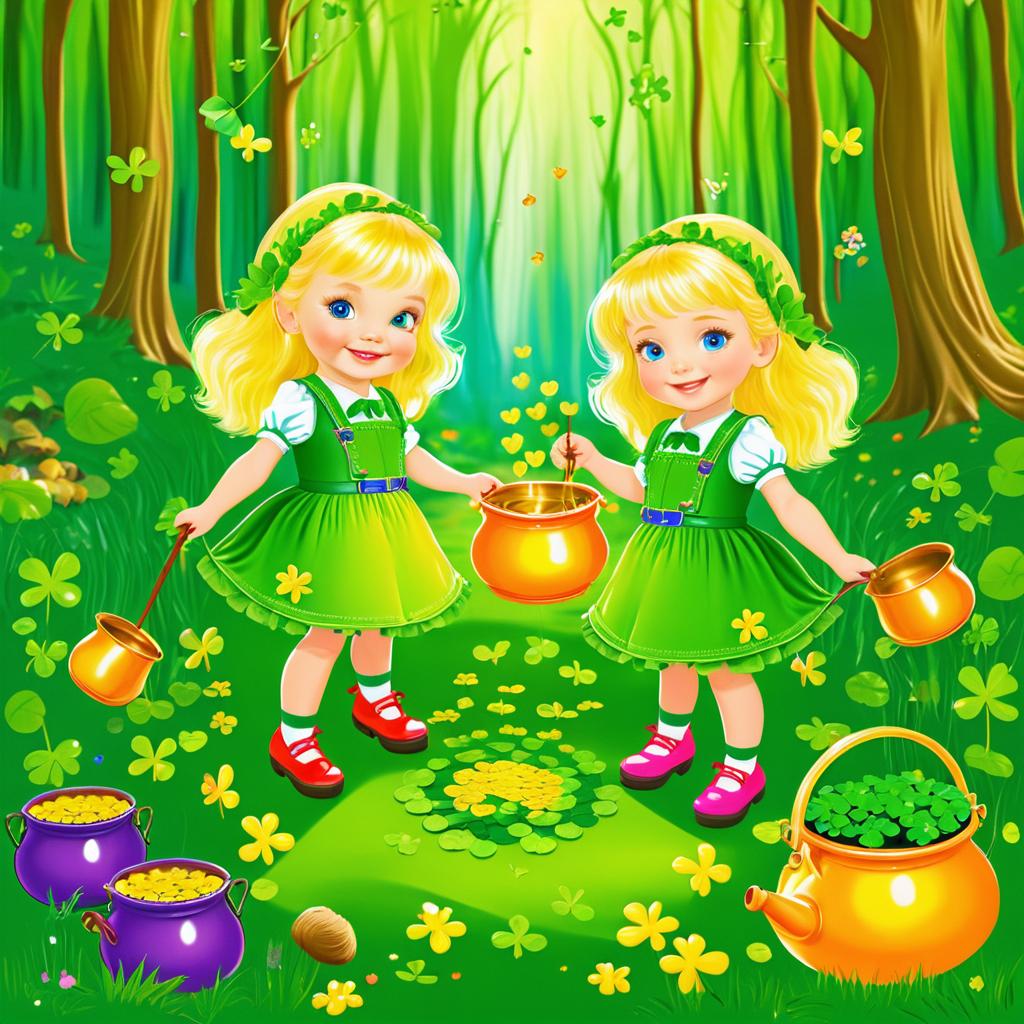 Playful Blonde Girls in Enchanted Forest