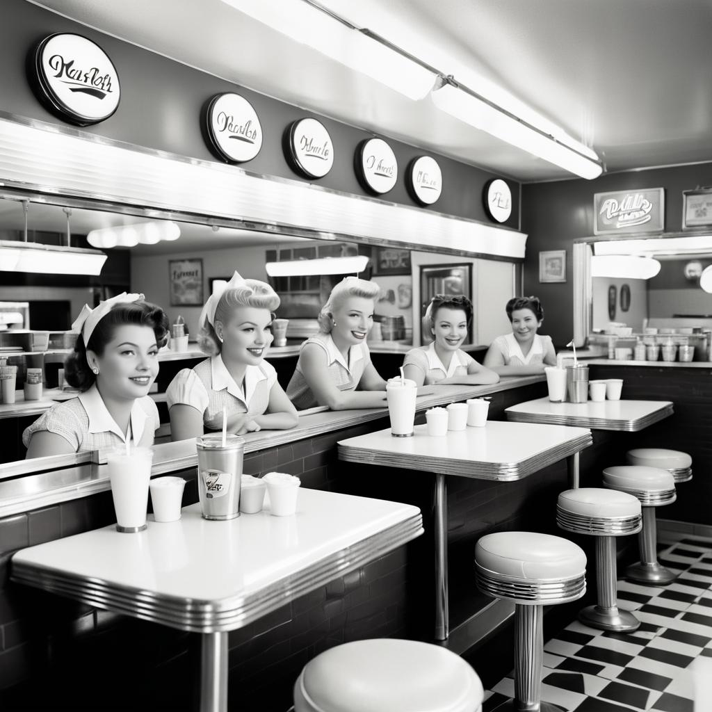 Nostalgic 1955 Diner Scene in Tri-X