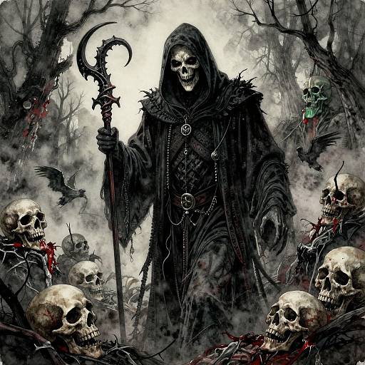 Grim Reaper in Haunting Landscape