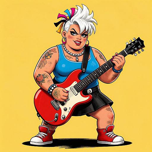Confident Punk Woman Playing Guitar