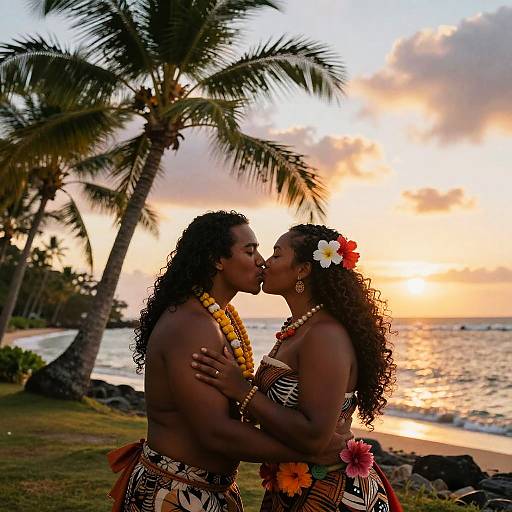 Polynesian Romantic Sunset Kiss