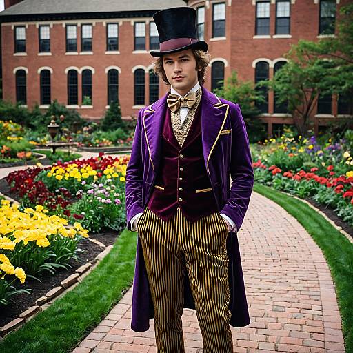 Young Man in Willy Wonka Victorian Costume