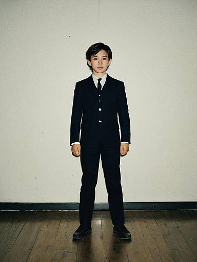 Boy in vintage formal suit standing