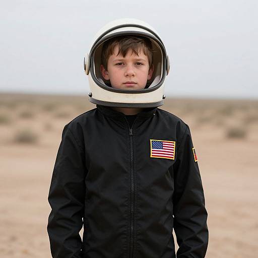 Realistic Black Astronaut in Desert