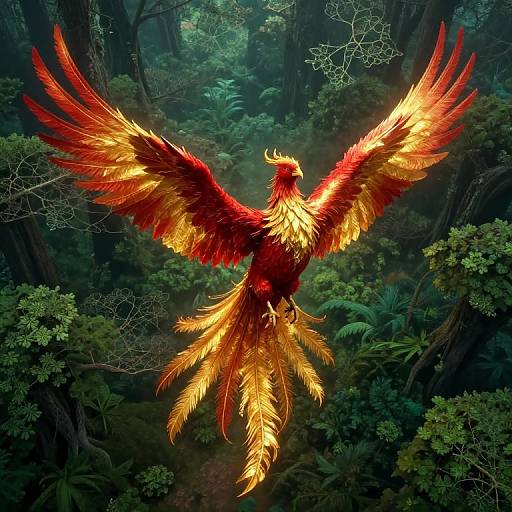 Radiant Phoenix Over Mystical Forest