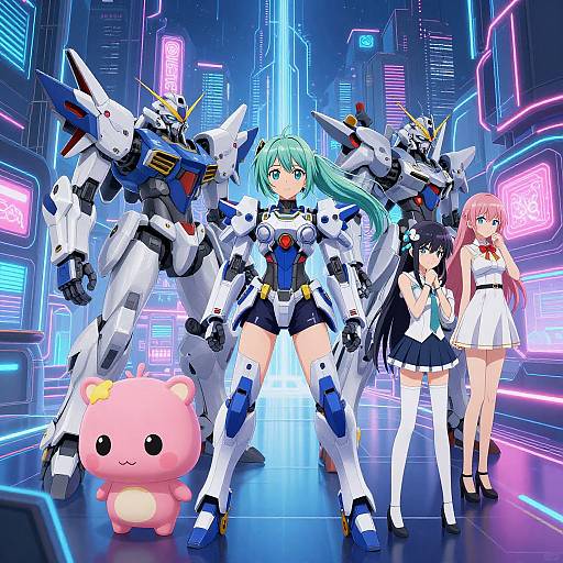 Fusion of Anime Styles in Futuristic City