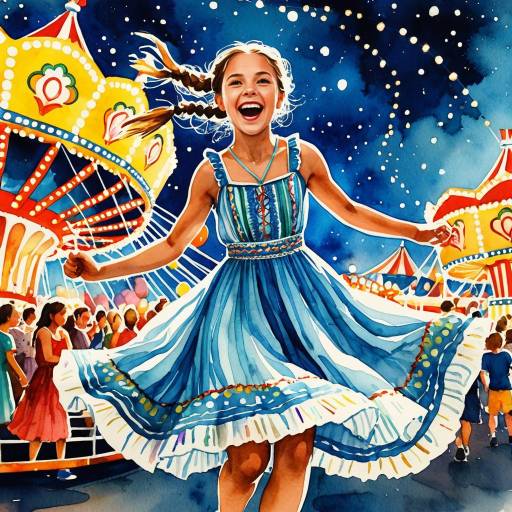 Joyful Girl Dancing at Carnival