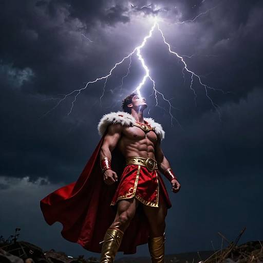 Muscular Hero Struck by Lightning