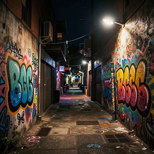 Moody Nighttime City Alley Scene