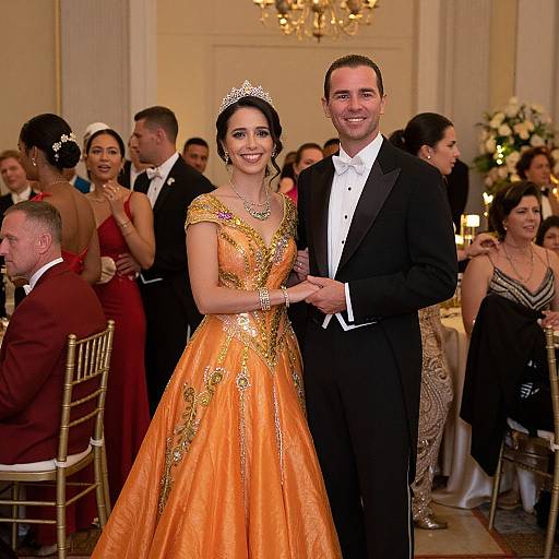 Elegant Ballroom Gala with Central Couple