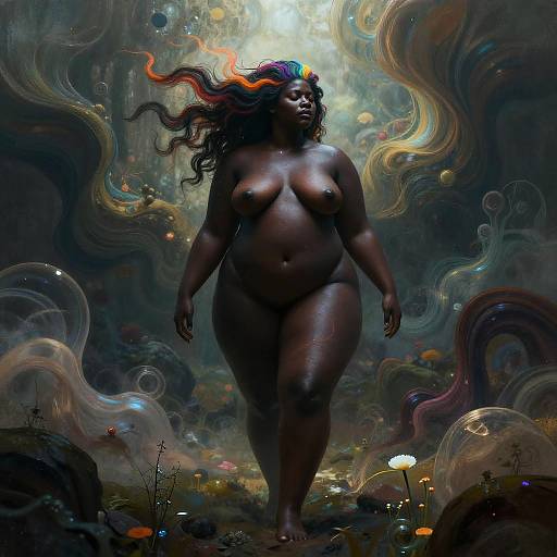 Surrealist Curvy Black Woman Art