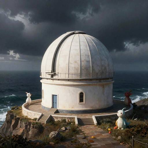 Turner-Inspired Ancient Observatory on Stormy Cliffs