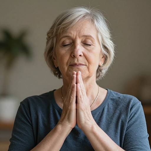 Senior Woman Meditating in Namaste