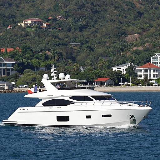 Sleek White Luxury Yacht at Sea