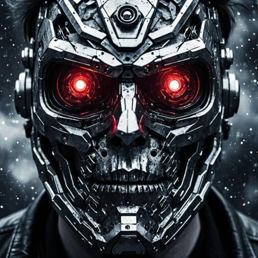 Fractured Mechanic Face with Nebula Eyes