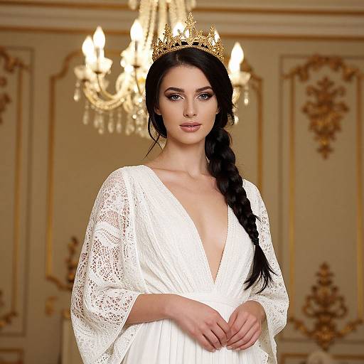 Elegant Woman in Gold Crown