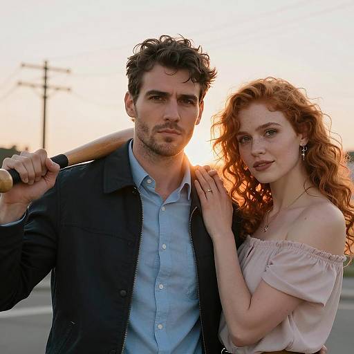 Couple at Sunset with Serious Vibe