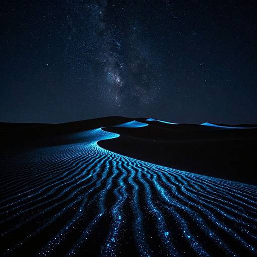 Bioluminescent Desert Under Starlit Sky