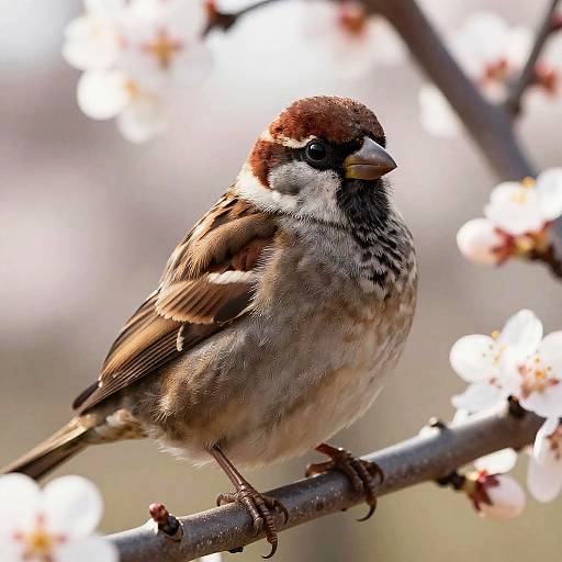 Shy Sparrow in Morning Orchard