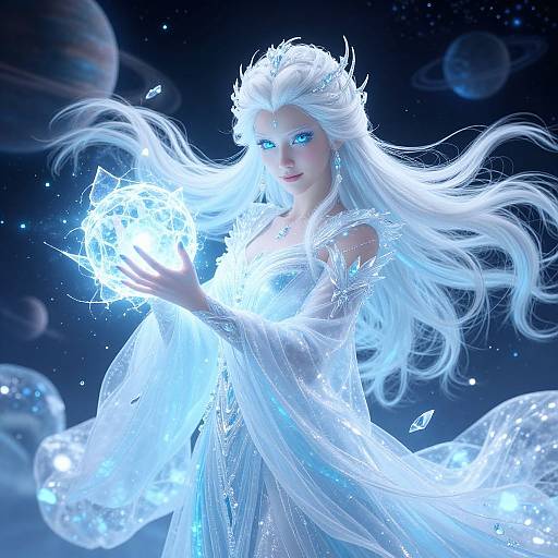 Icy Goddess Casting Magic Spell