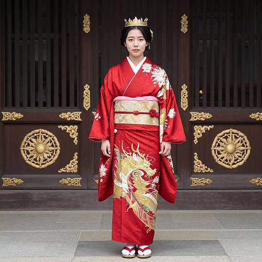 Regal Figure in Ornate Kimono