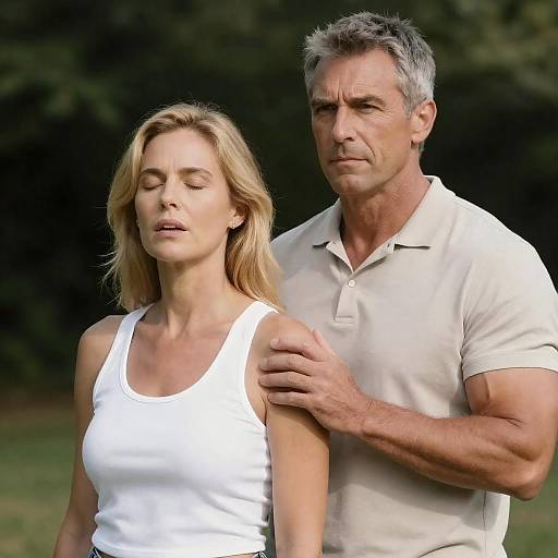 Middle-aged Couple Outdoors in Sunlight