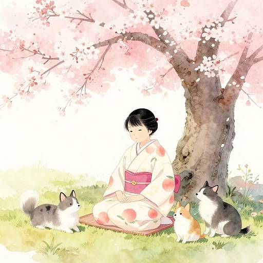 Momotaro Under Sakura Tree