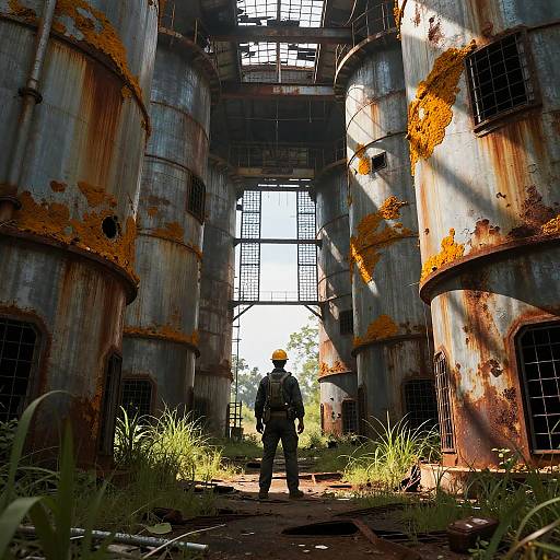 Cinematic Derelict Industrial Silo Interior