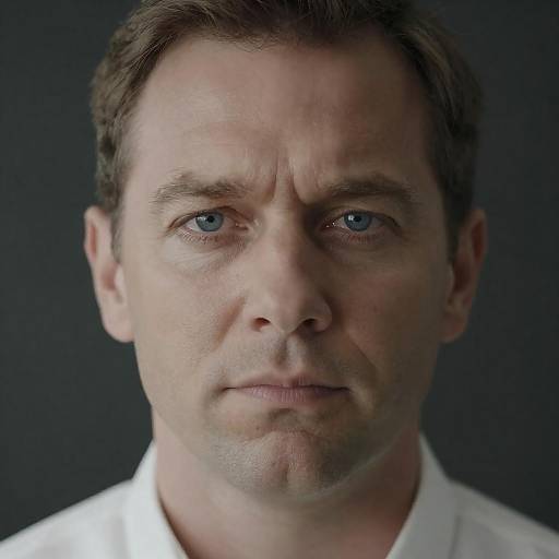 Serious Middle-Aged Man Close-Up Portrait