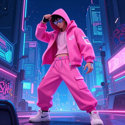Futuristic Pink Guy Streetwear Character