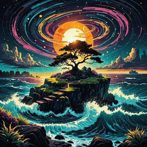 Enchanted Floating Island in Surreal Fantasy