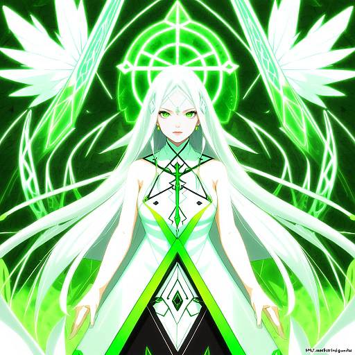 Illustration of Anceril sacred, shirokami project in the style of Hirunagi