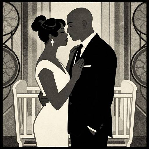 Art Deco Couple with Empty Crib