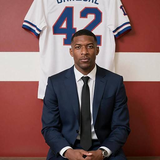 Portrait of a Black Man in Navy Suit