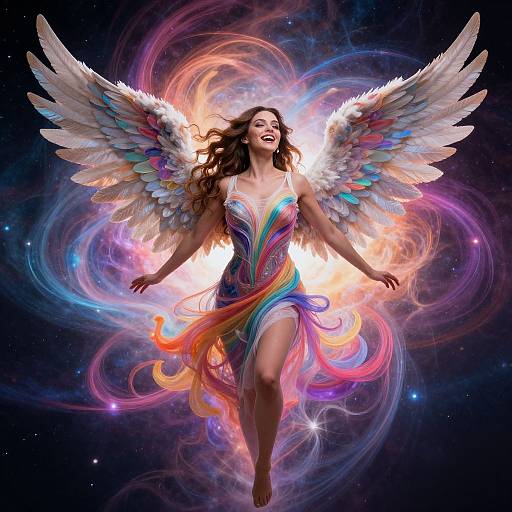 Futuristic Angelic Woman in Cosmic Aura